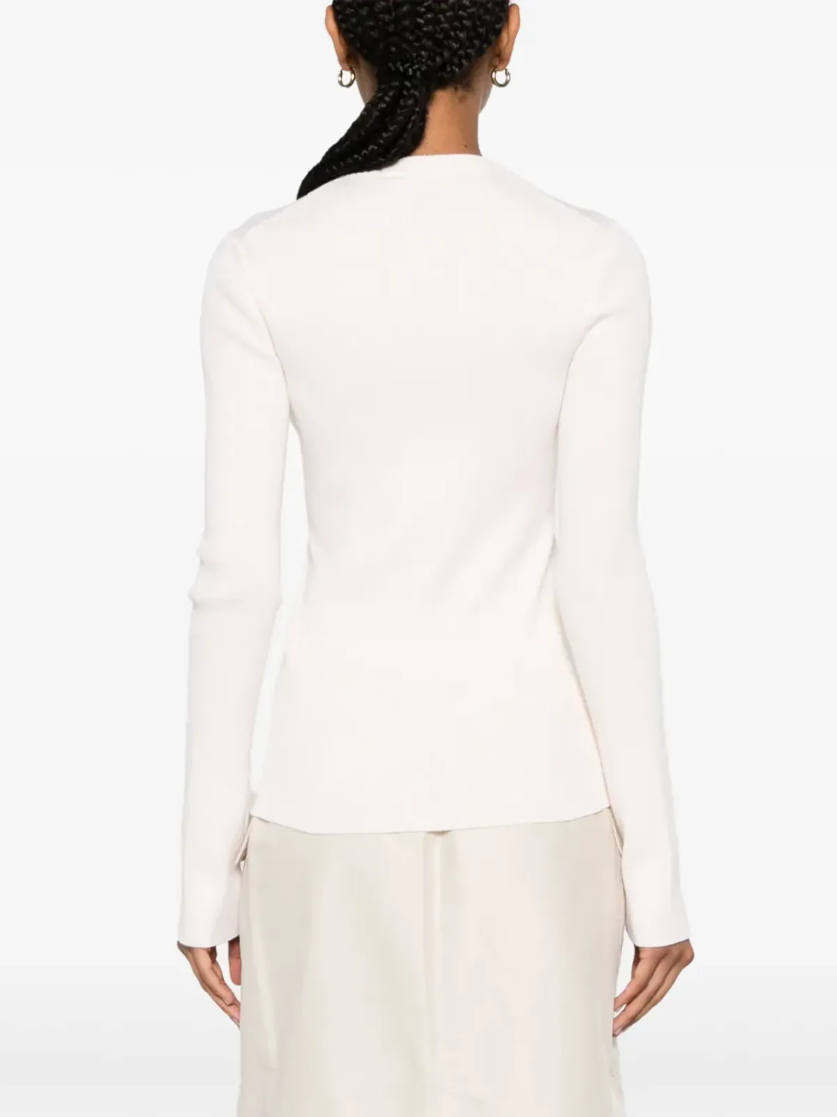 Jil Sander ロゴパッチ リブ編みトップ - 画像4