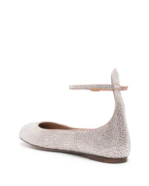Valentino Garavani クリスタル装飾のレザー バレリーナシューズ - シルバー - サムネイル3