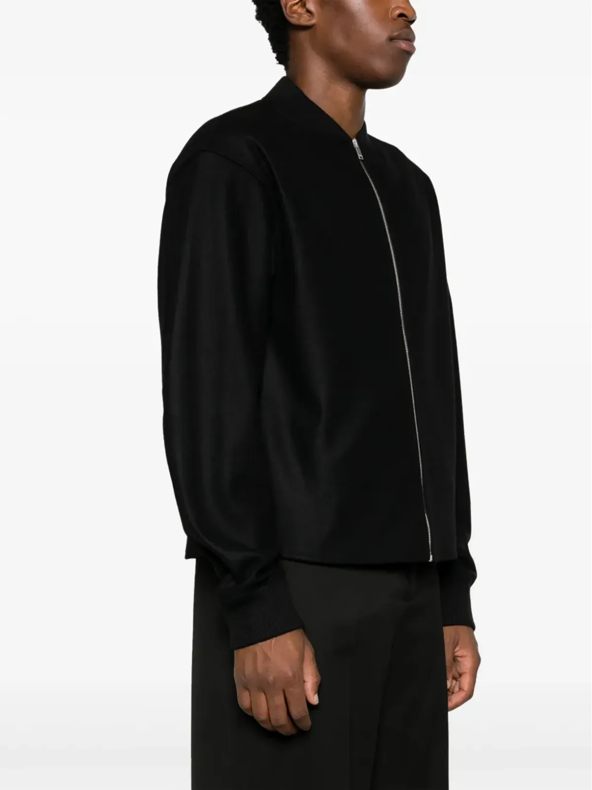 Jil Sander バンドカラー ウール ボンバージャケット - ブラック - 画像3