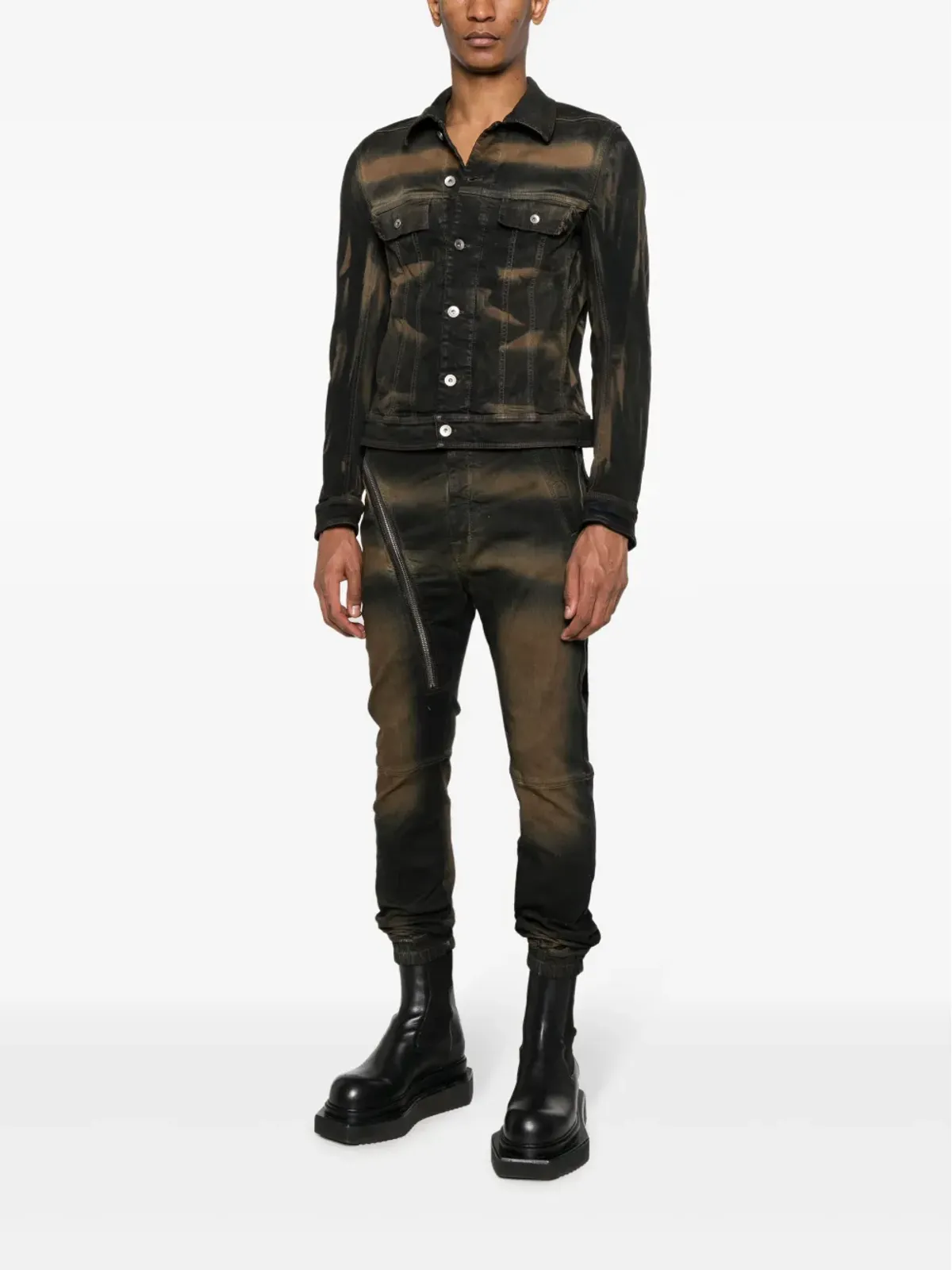Rick Owens DRKSHDW アシンメトリック スキニーパンツ - 画像2