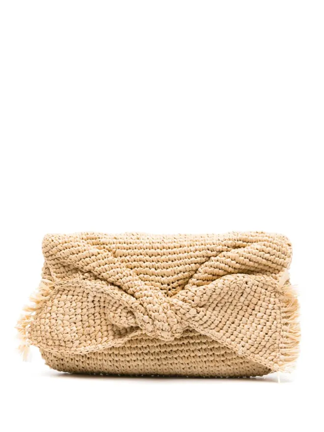 Anya Hindmarch Anya Hindmarch ボウ ラフィア クラッチバッグ - Neutralsの商品画像