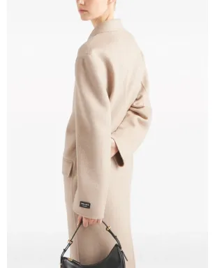 Prada ダブルブレスト ベロア カシミヤ コート - ニュートラルカラー - サムネイル5
