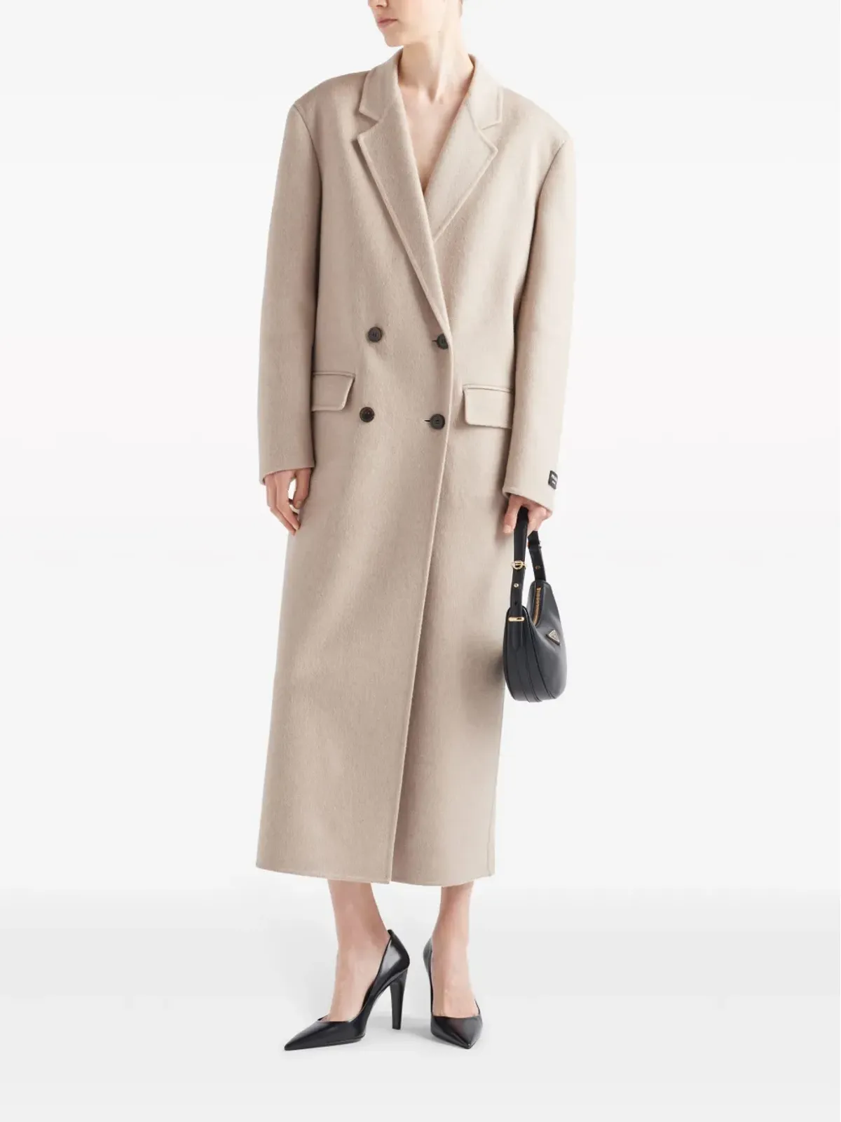 Prada ダブルブレスト ベロア カシミヤ コート - ニュートラルカラー - 画像2