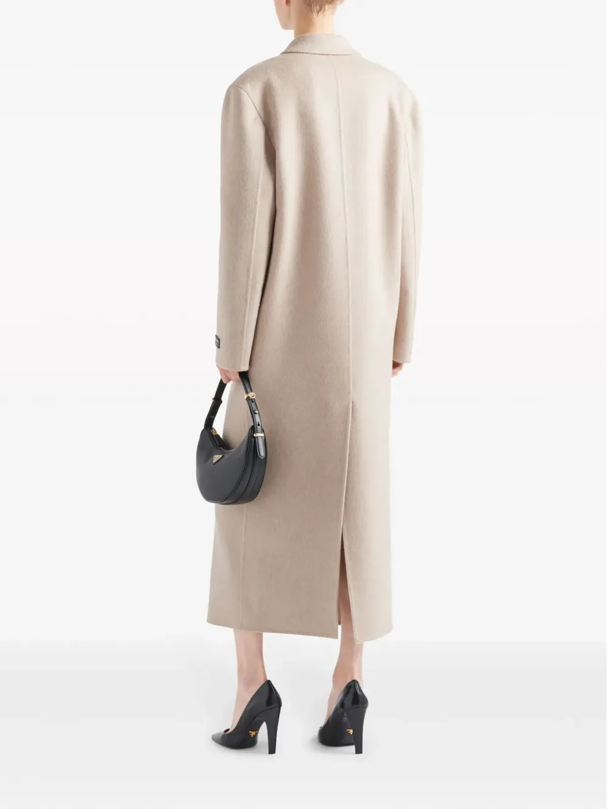 Prada ダブルブレスト ベロア カシミヤ コート - ニュートラルカラー - 画像3