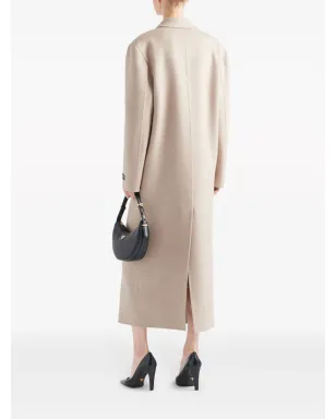 Prada ダブルブレスト ベロア カシミヤ コート - ニュートラルカラー - サムネイル3
