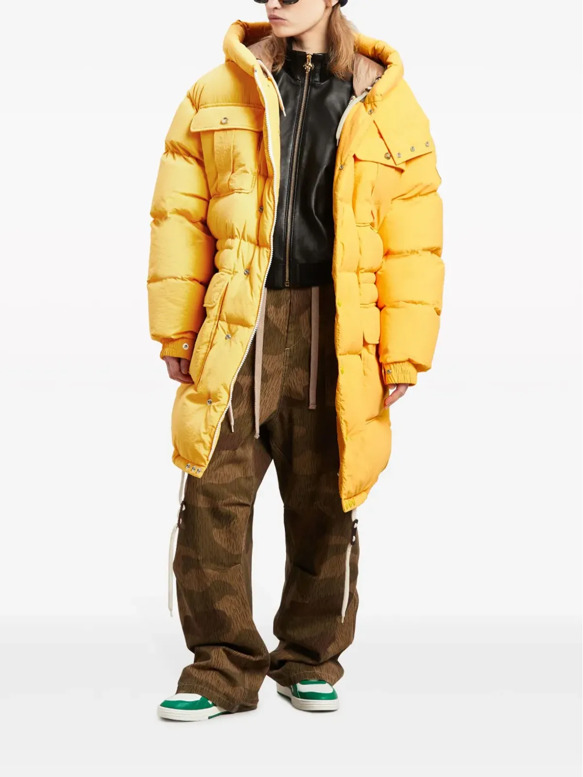 Palm Angels x Moncler ロングパーカコート - イエロー - 画像3