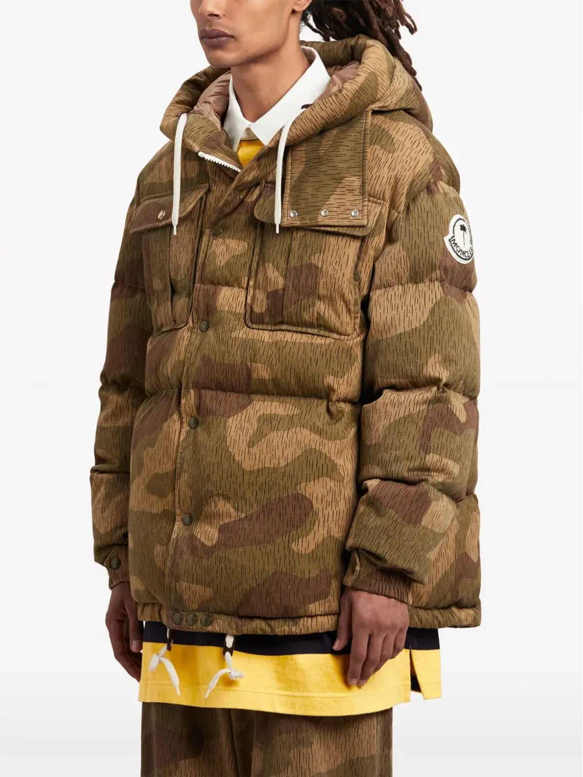 Palm Angels x Moncler カモフラージュ柄 ロングパーカコート - 画像5
