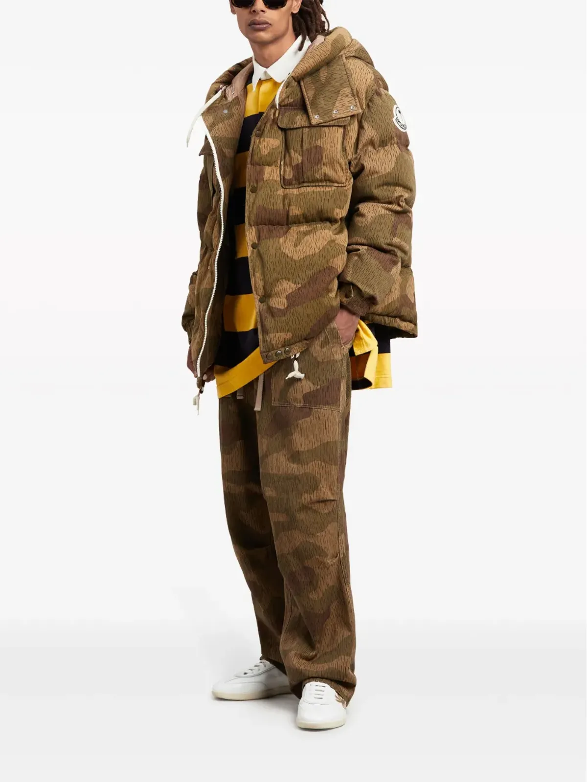Palm Angels x Moncler カモフラージュ柄 ロングパーカコート - 画像2