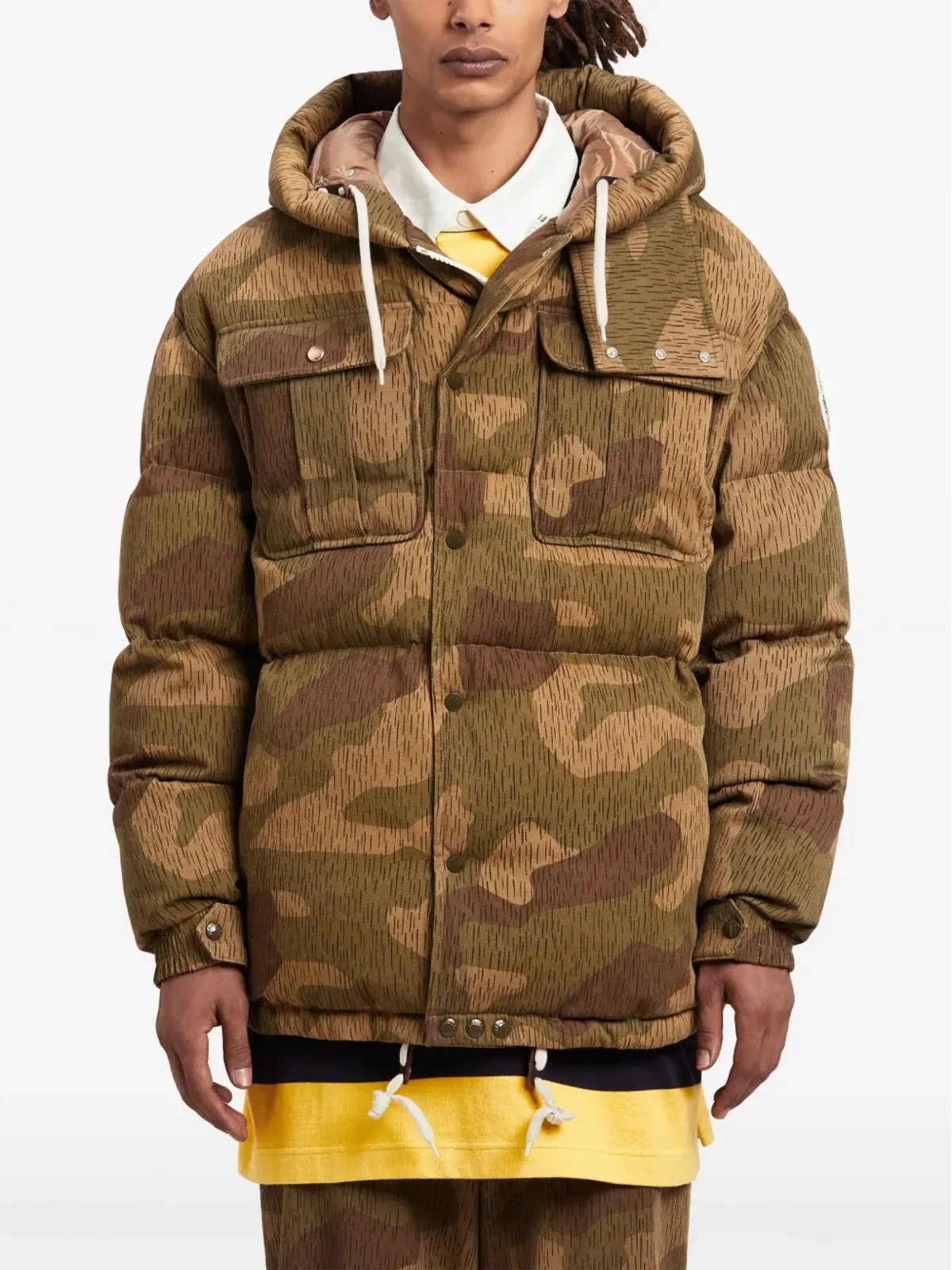 Palm Angels x Moncler カモフラージュ柄 ロングパーカコート - 画像4