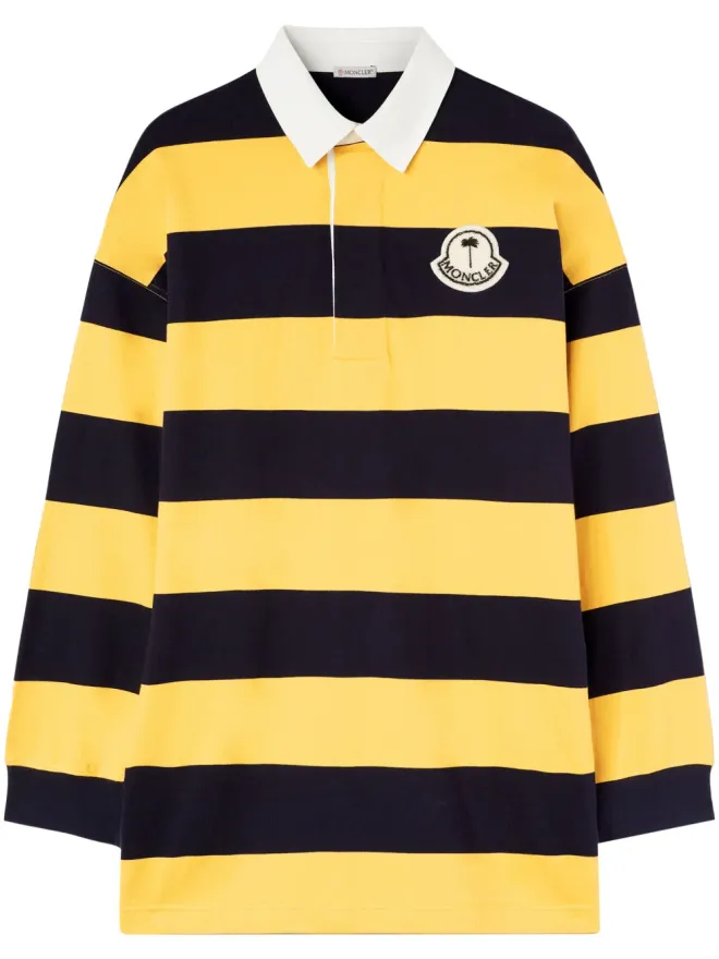 Palm Angels x Moncler Palm Angels x Moncler ロゴアップリケ付きストライプポロシャツ - Yellowの商品画像