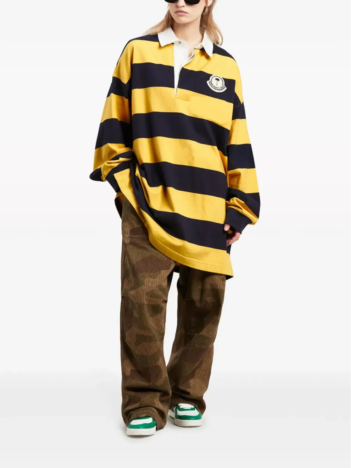 Palm Angels x Moncler ロゴアップリケ付きストライプポロシャツ - Yellow - 画像3