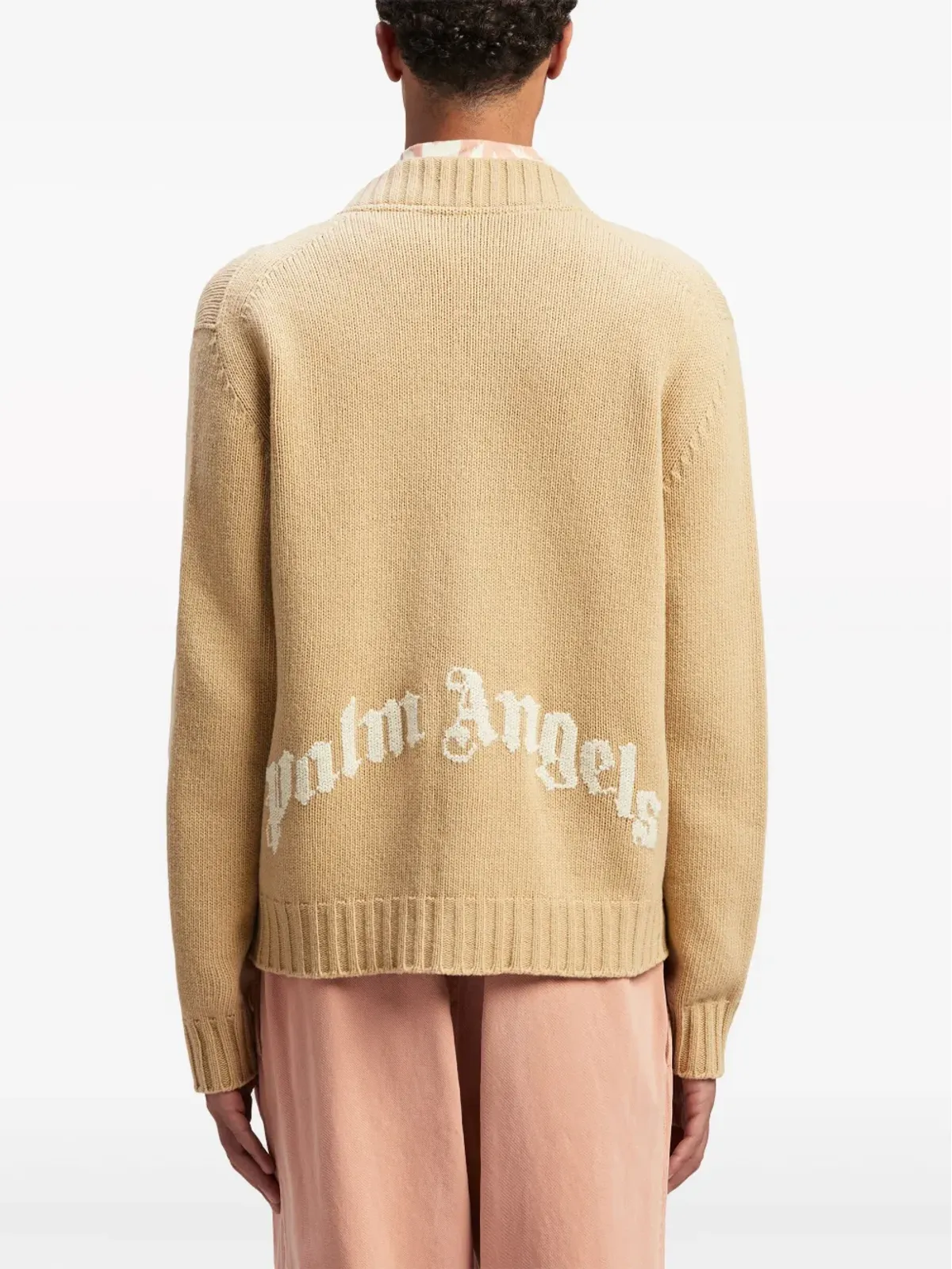 Palm Angels カーブドロゴ入り ウール混紡カーディガン - ベージュ系 - 画像5