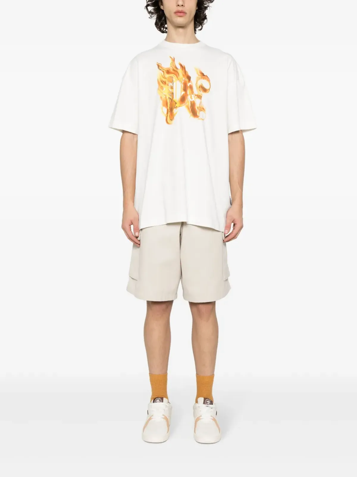 Palm Angels バーニングモノグラムプリント Tシャツ - ホワイト - 画像2