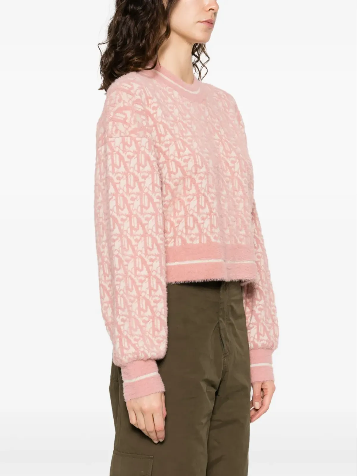 Palm Angels モノグラムジャカード クロップド ジャンパー - ニュートラル - 画像3