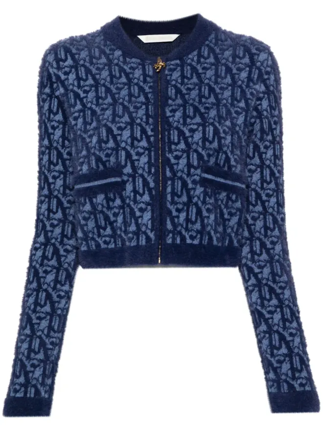 Palm Angels Palm Angels モノグラムジャカード ジップアップ カーディガン - ブルーの商品画像