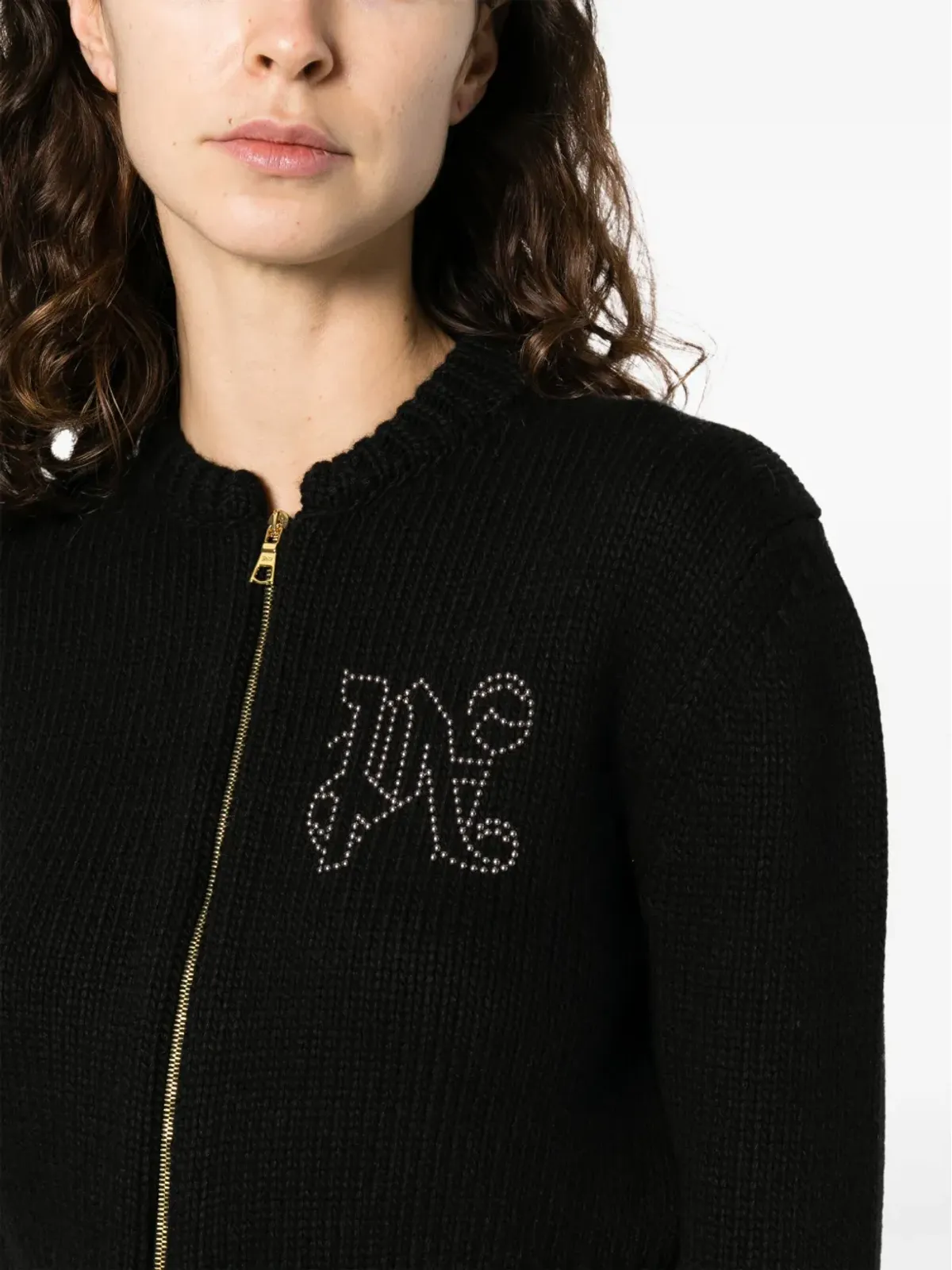 Palm Angels モノグラムアップリケ ジップアップ スウェットシャツ ブラック - 画像5
