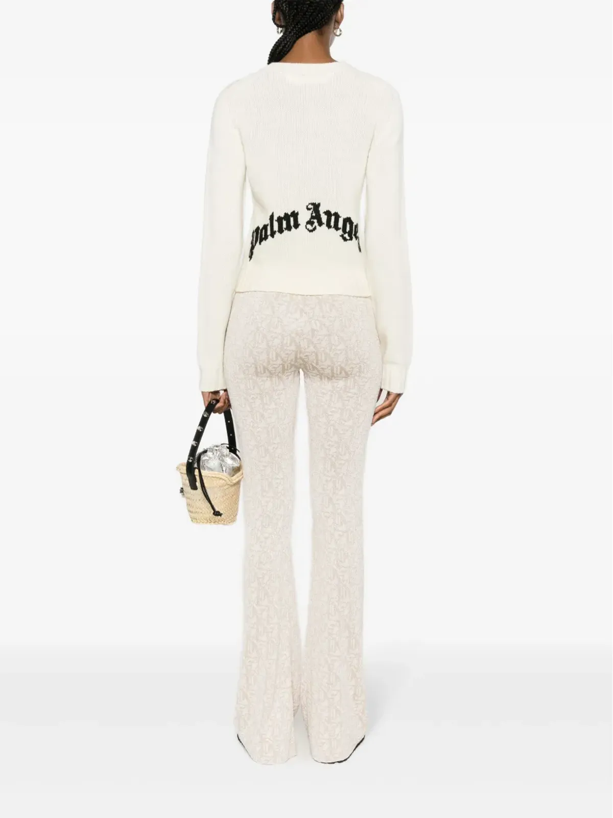 Palm Angels curved-logo ウール混紡ニットセーター - 画像2