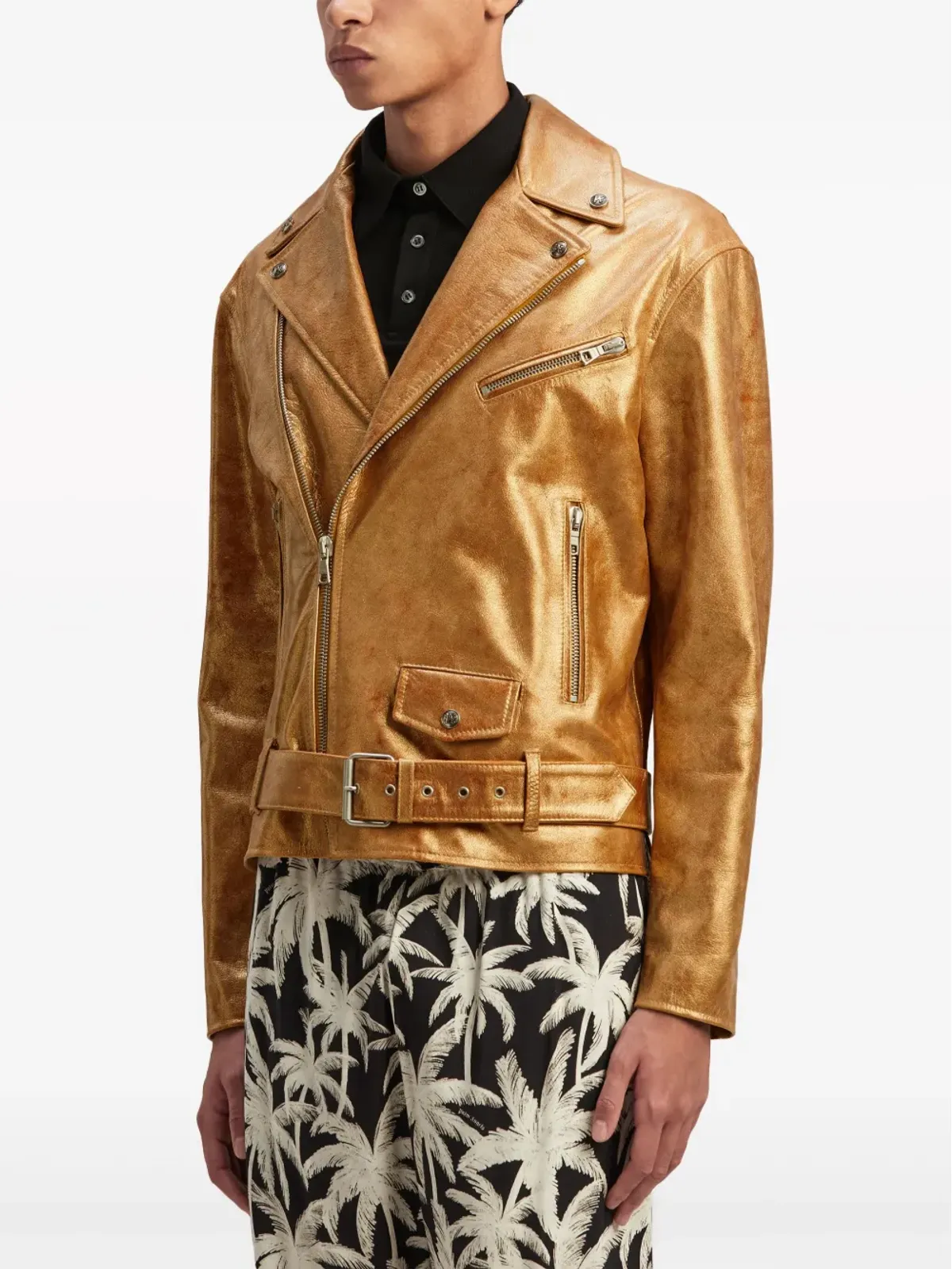 Palm Angels シティ ラミネーテッド バイカージャケット - 画像4