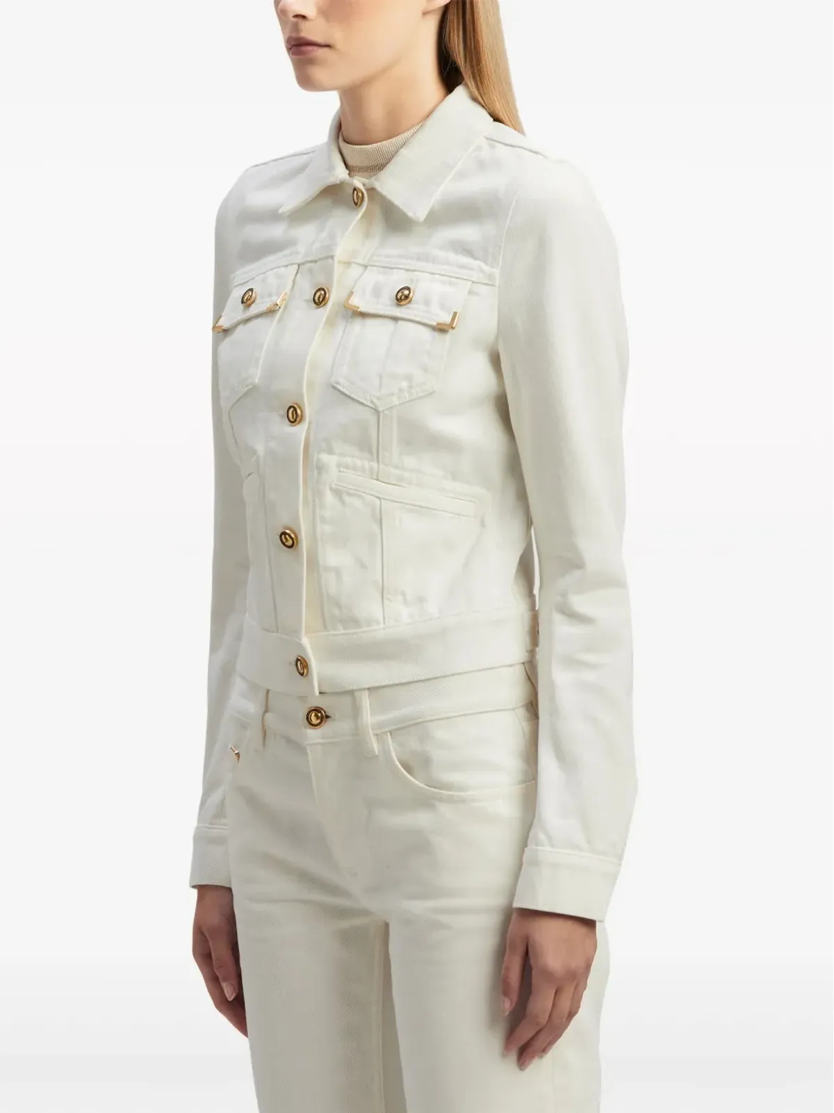 Palm Angels スプレッドカラー デニムジャケット - ホワイト - 画像4