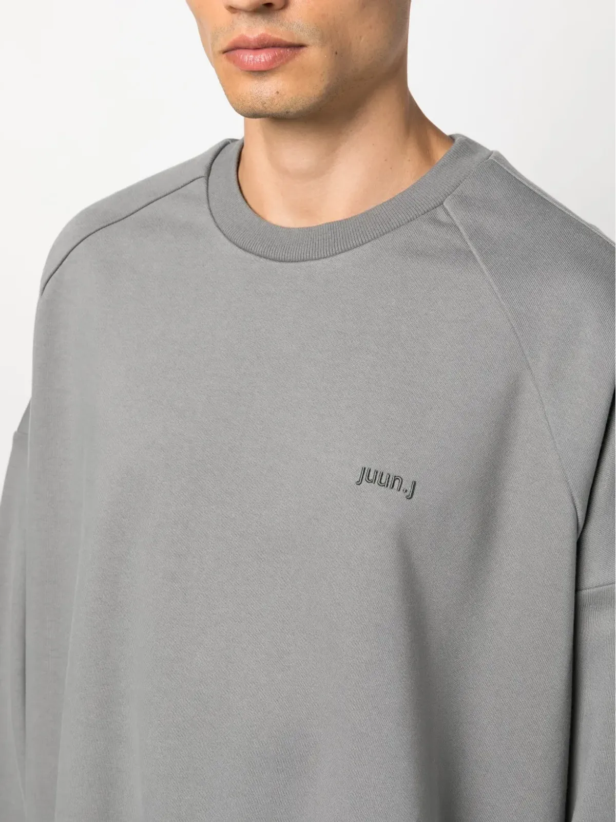 Juun.J ロゴ刺繍入り コットン スウェットシャツ グレー - 画像5
