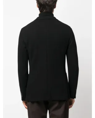Boglioli 黒の編み地シングルブレストブレザー - サムネイル4