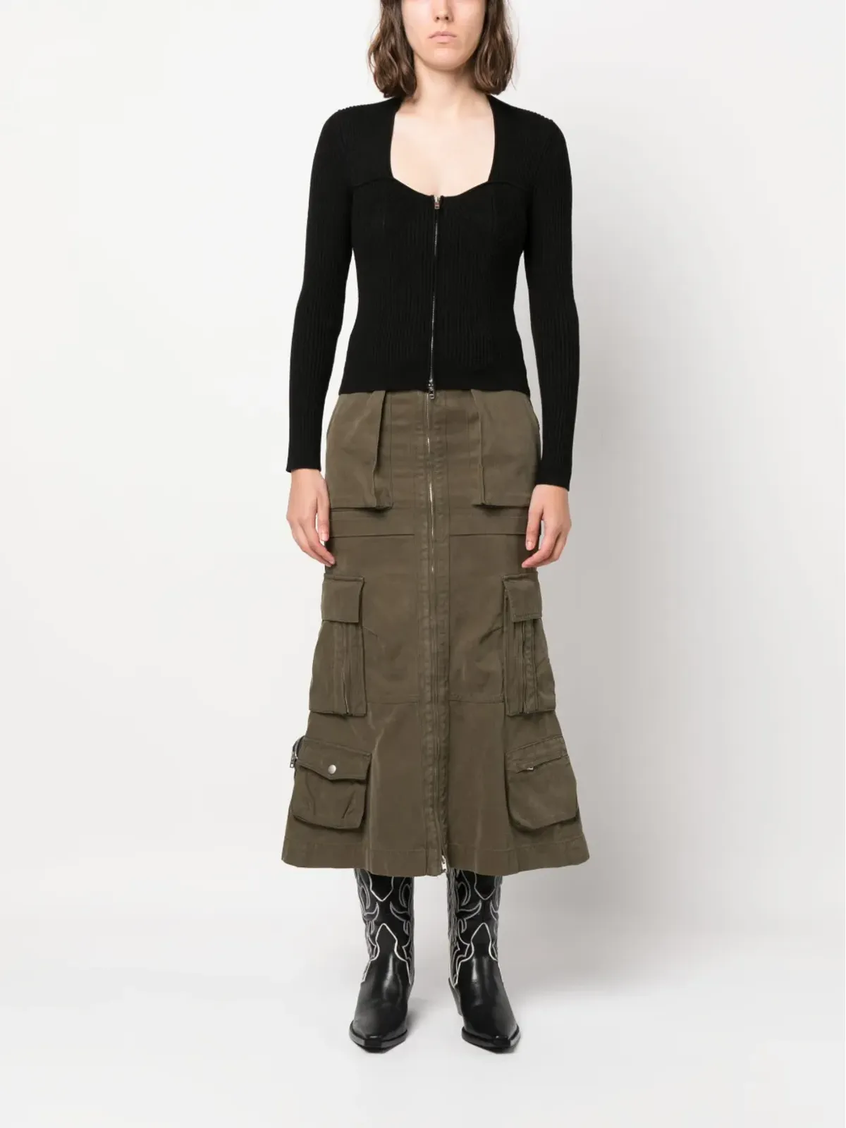 ISABEL MARANT ゼリエ リブ編みジップアップカーディガン - 画像2
