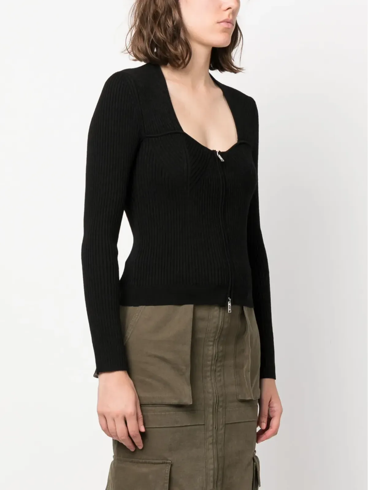 ISABEL MARANT ゼリエ リブ編みジップアップカーディガン - 画像3