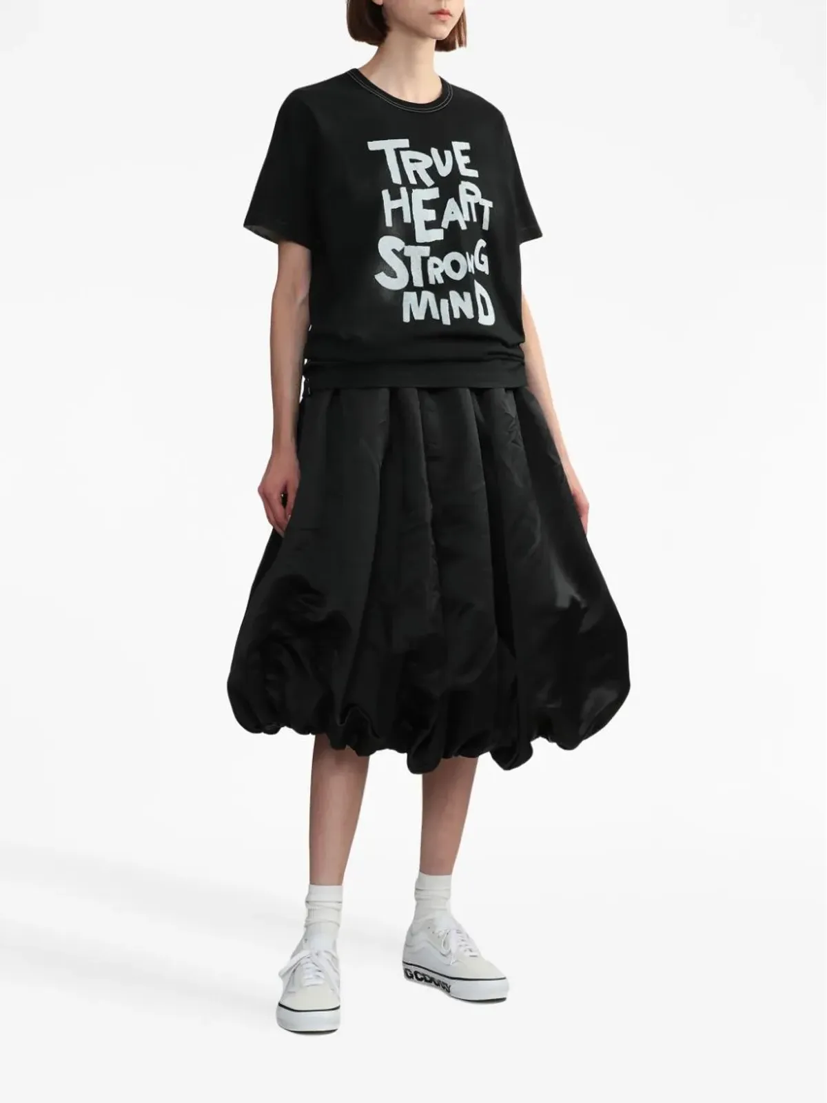 Black Comme Des Garçons スローガンプリント コットンTシャツ - 画像2