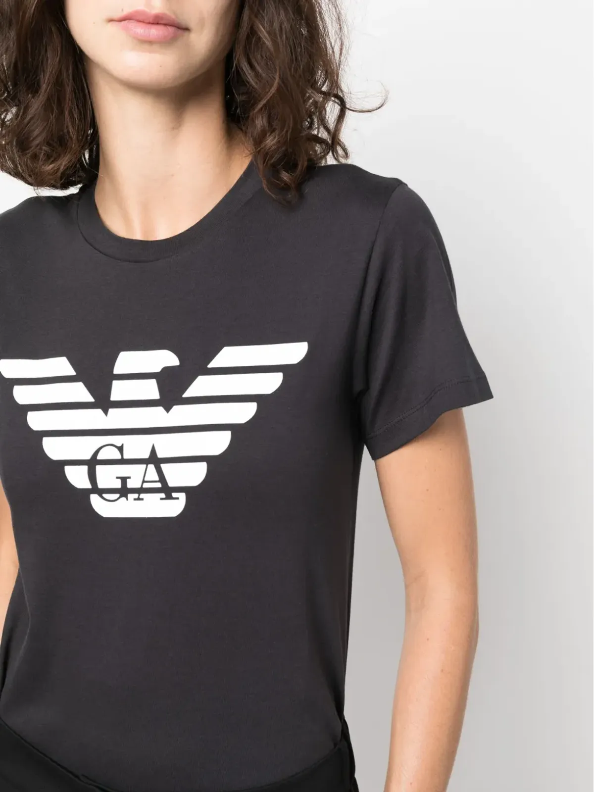 Emporio Armani ロゴプリント コットンTシャツ ブルー - 画像5