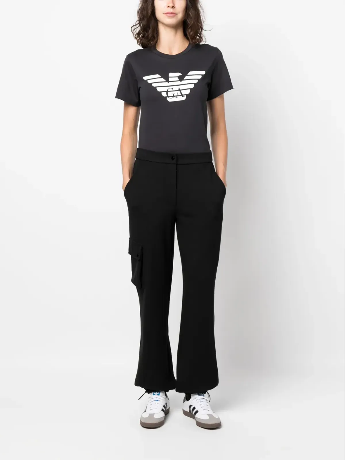 Emporio Armani ロゴプリント コットンTシャツ ブルー - 画像2