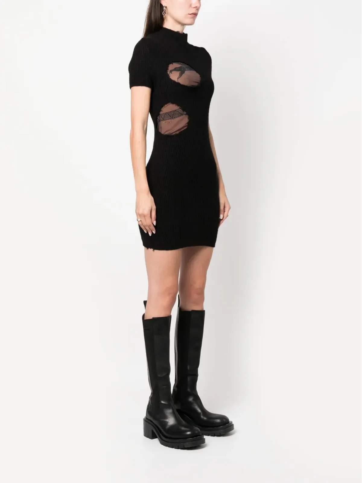 MM6 Maison Margiela カットアウトリブミニドレス - 画像3