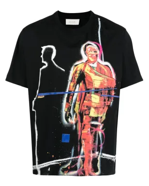 Limitato グラフィックプリント半袖コットンTシャツ - ブラック - サムネイル1