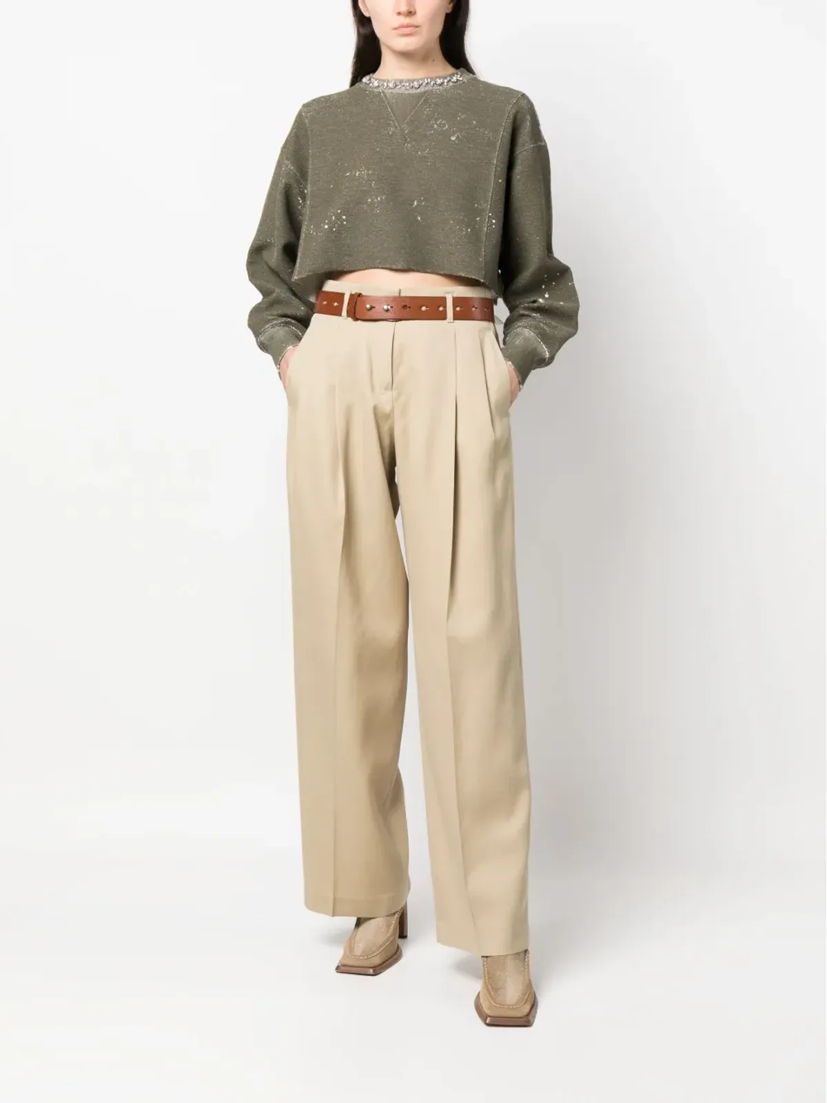 Golden Goose ハイウエストワイドレッグパンツ - 画像2