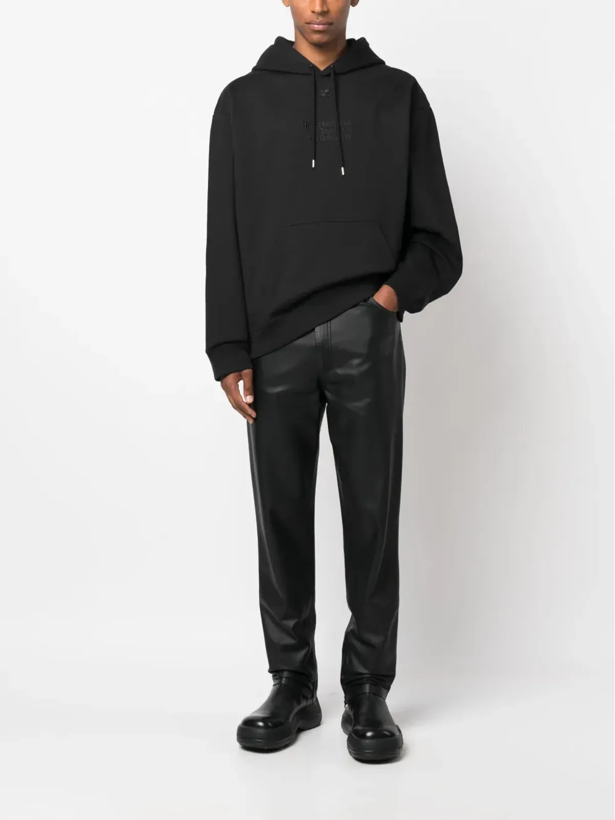 Courrèges ロゴ刺繍フーディー - 画像2