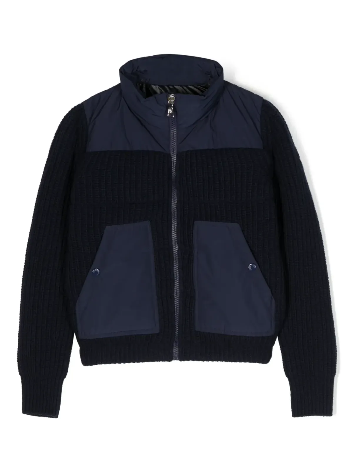 Moncler Enfant パネル入りフェザー入りダウンジップジャケット - 画像1