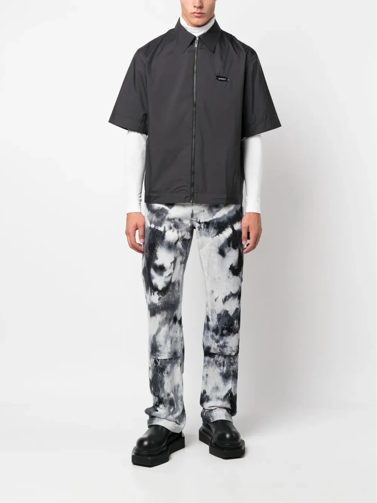 Givenchy ロゴパッチ ジップアップ シャツ - 画像2