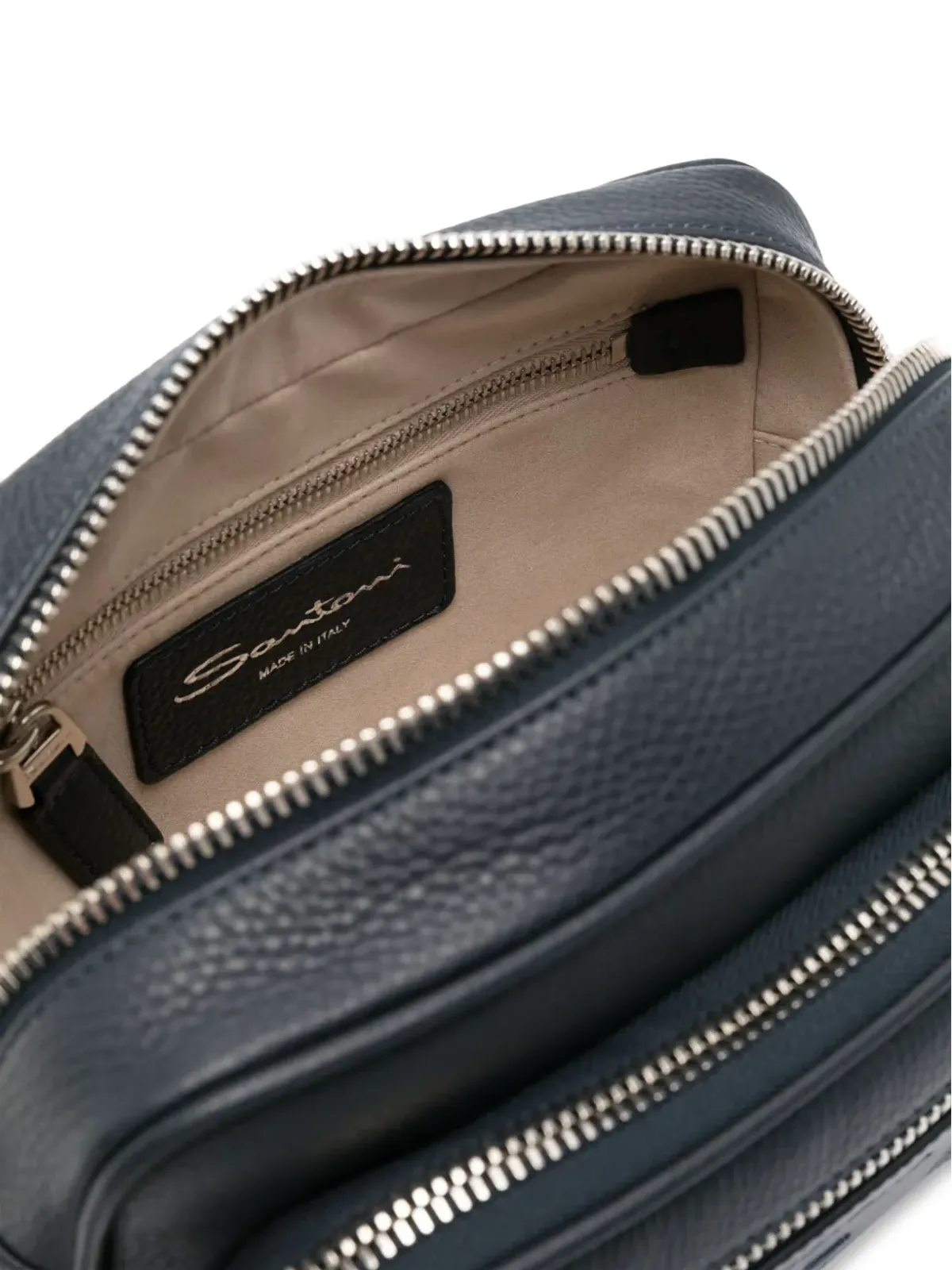 Santoni タンブルレザー ショルダーバッグ - 画像5