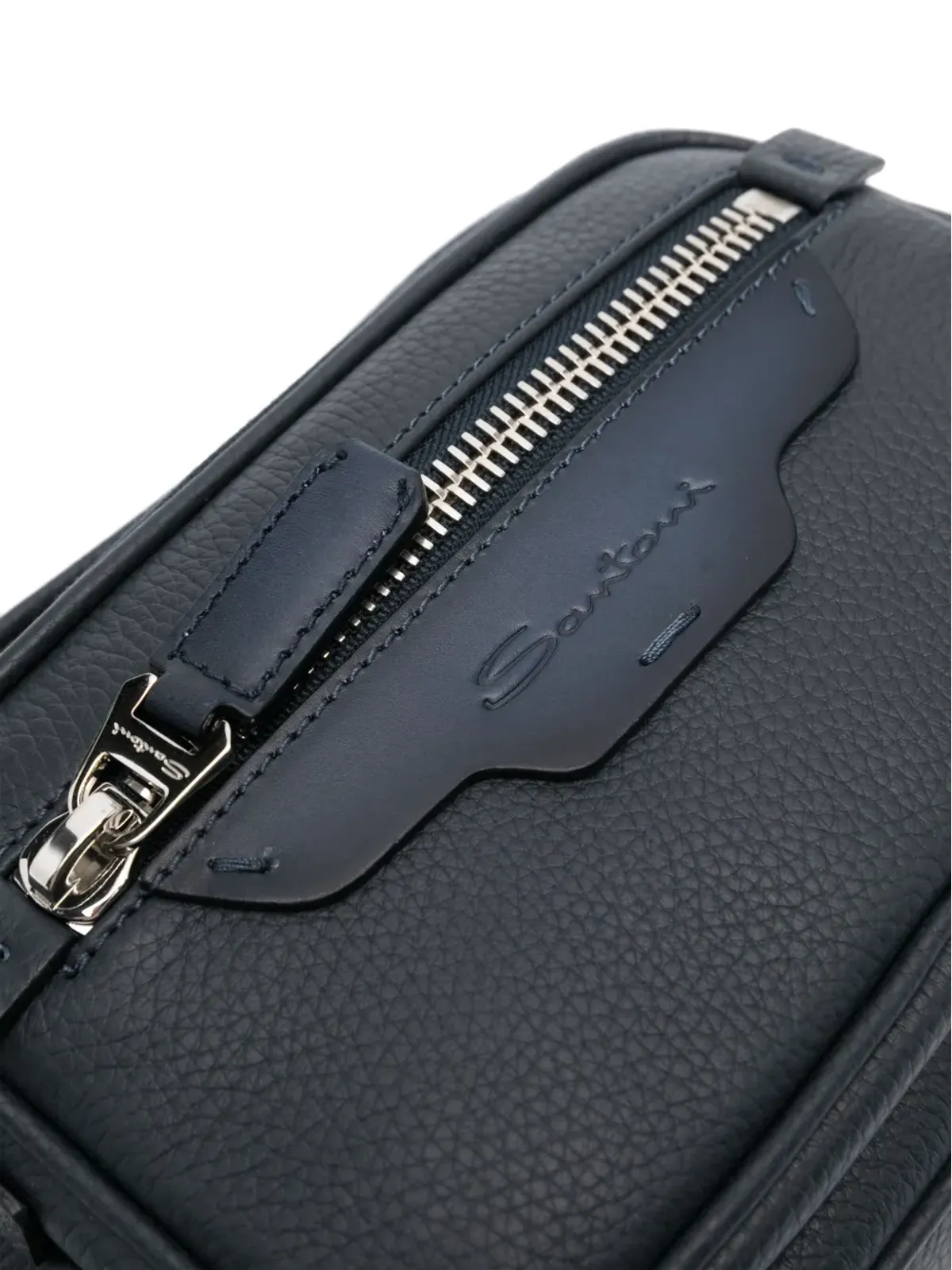 Santoni タンブルレザー ショルダーバッグ - 画像4