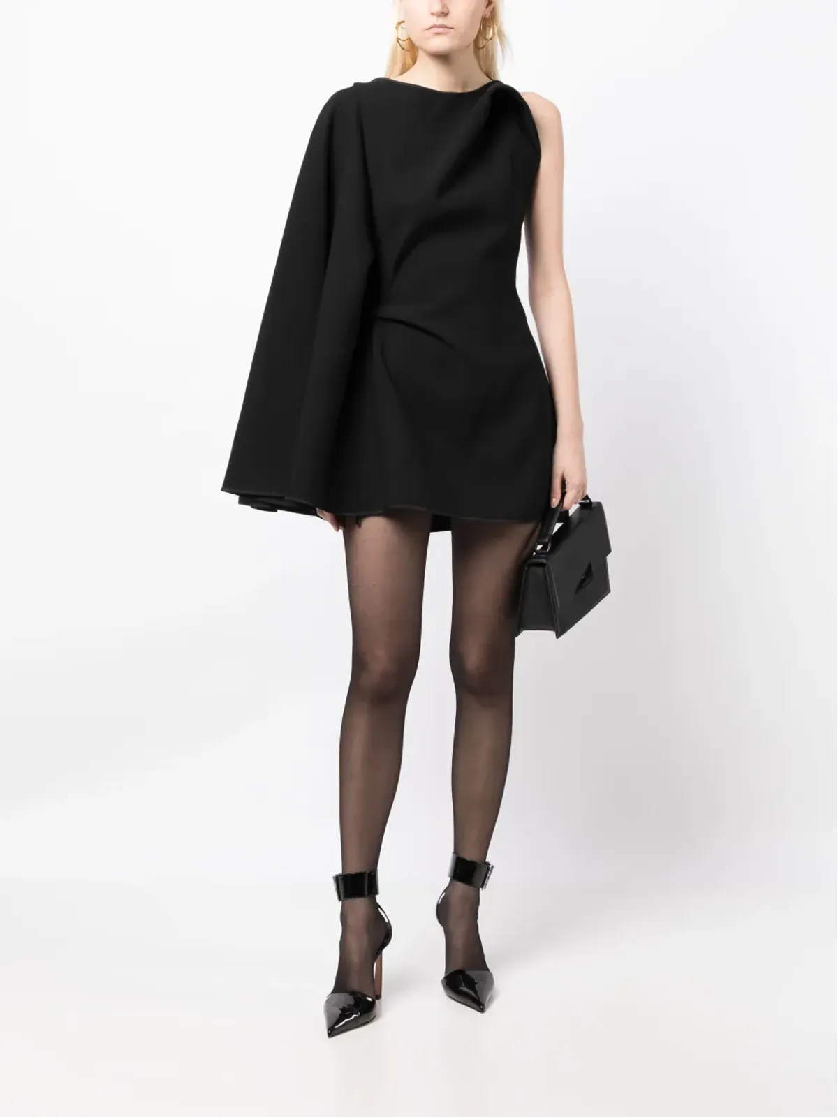 Maticevski Prefix cape-sleeve asymmetric minidress - Black - 画像2
