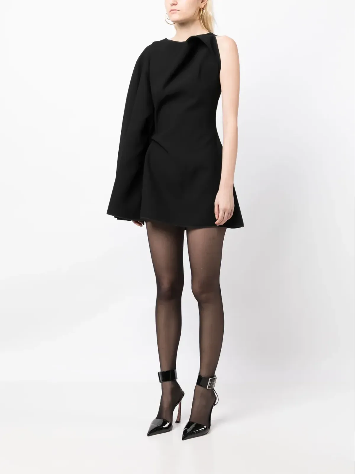 Maticevski Prefix cape-sleeve asymmetric minidress - Black - 画像3