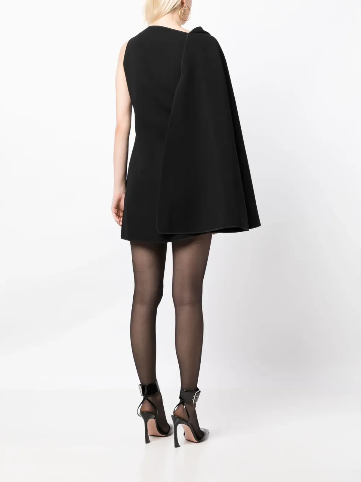 Maticevski Prefix cape-sleeve asymmetric minidress - Black - 画像4