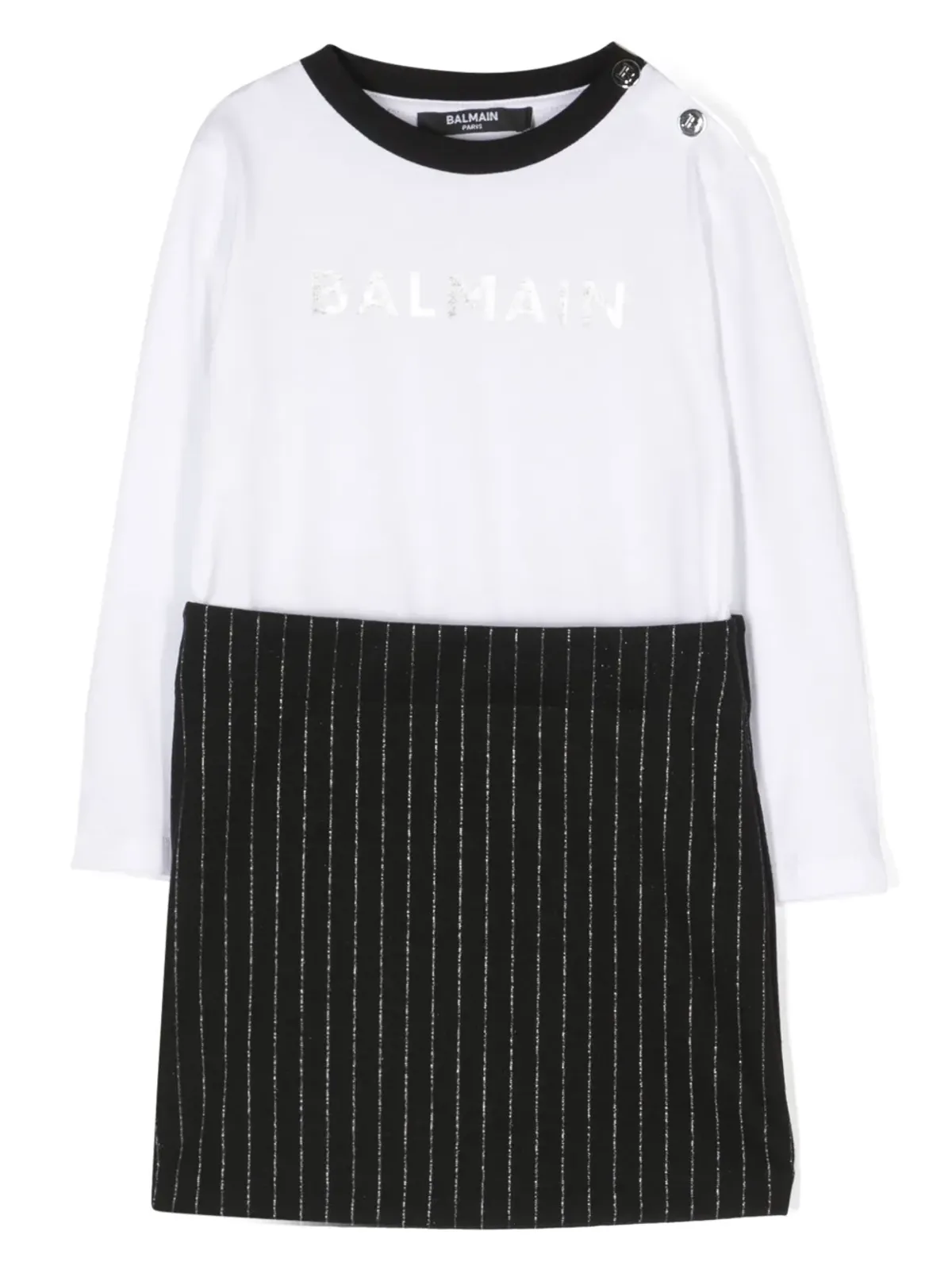 Balmain Kids ロゴプリント長袖ドレス - 画像1