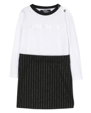 Balmain Kids ロゴプリント長袖ドレス - サムネイル1