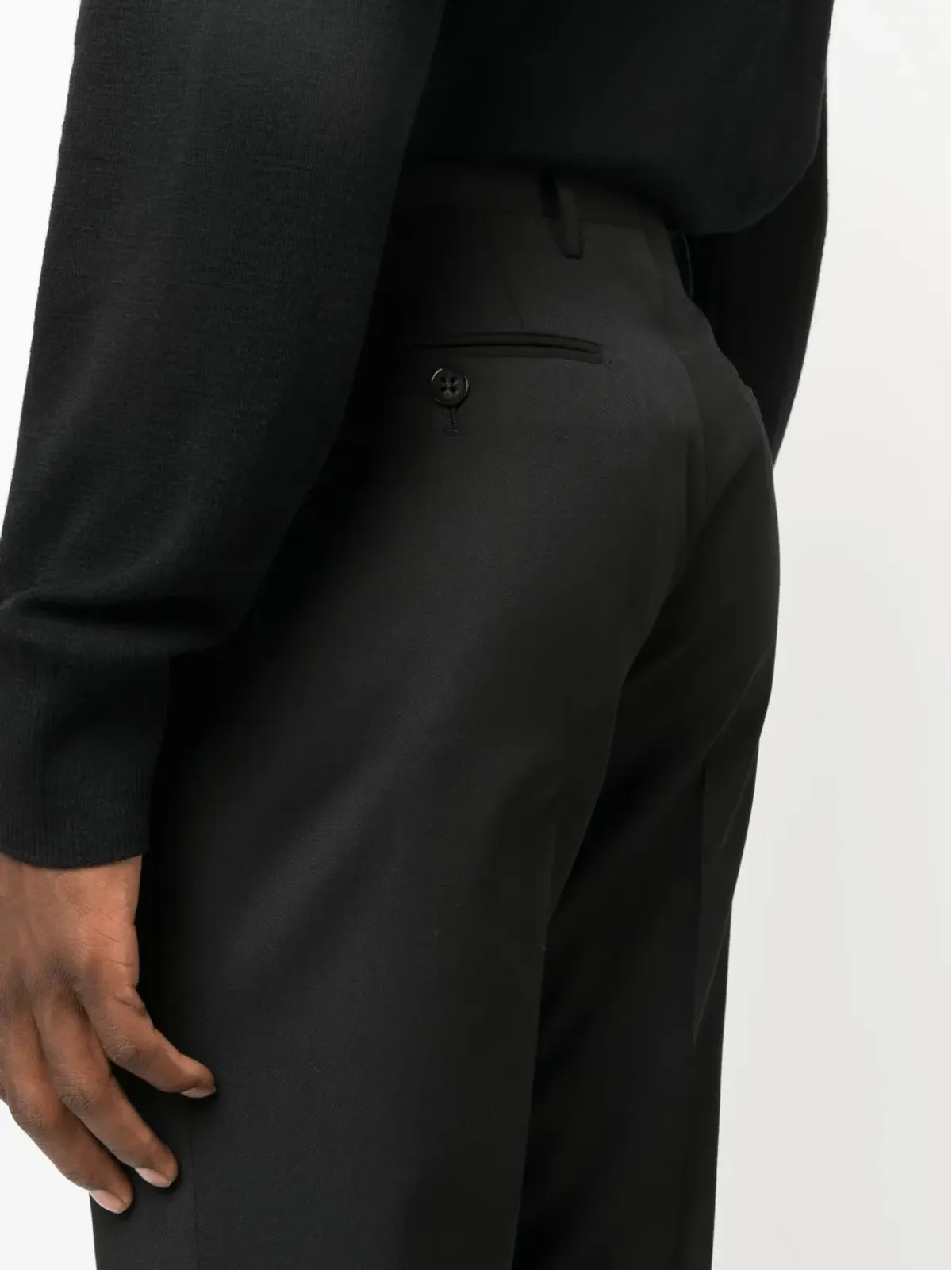Corneliani スリムカット ヴァージンウール パンツ ブラック - 画像5