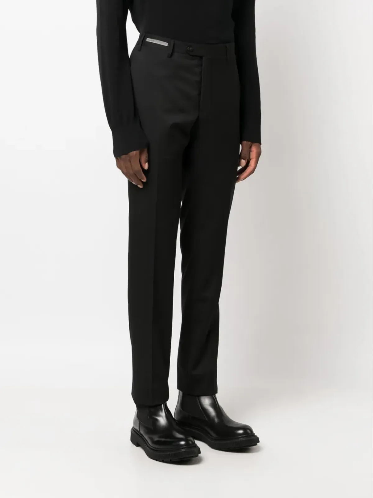 Corneliani スリムカット ヴァージンウール パンツ ブラック - 画像3