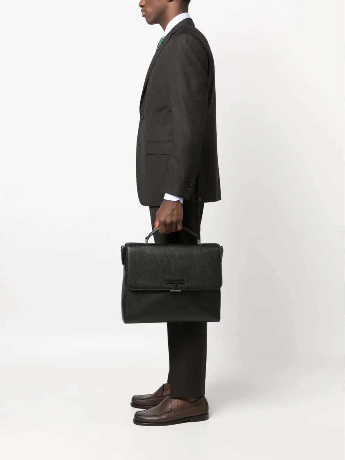 Tod's スモール ティームレス レザー ブリーフケース ブラック - 画像2