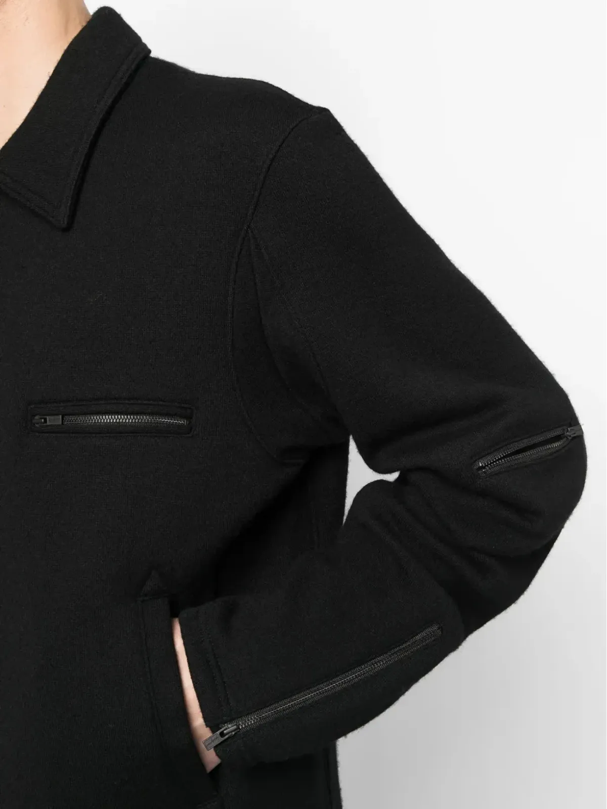 Yohji Yamamoto ジップアップ ウール シャツジャケット - 画像5