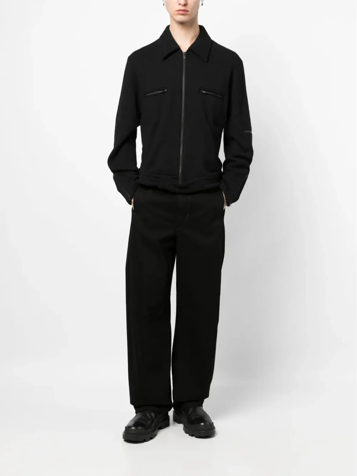 Yohji Yamamoto ジップアップ ウール シャツジャケット - 画像2