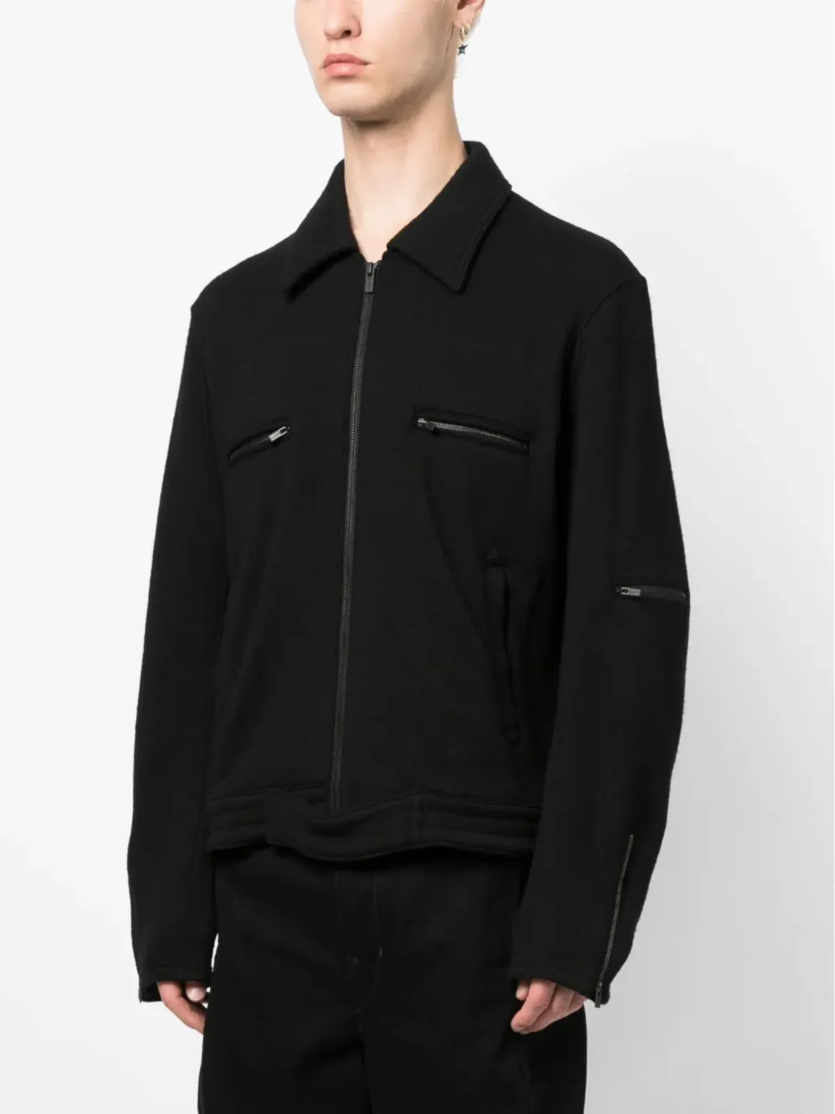 Yohji Yamamoto ジップアップ ウール シャツジャケット - 画像3