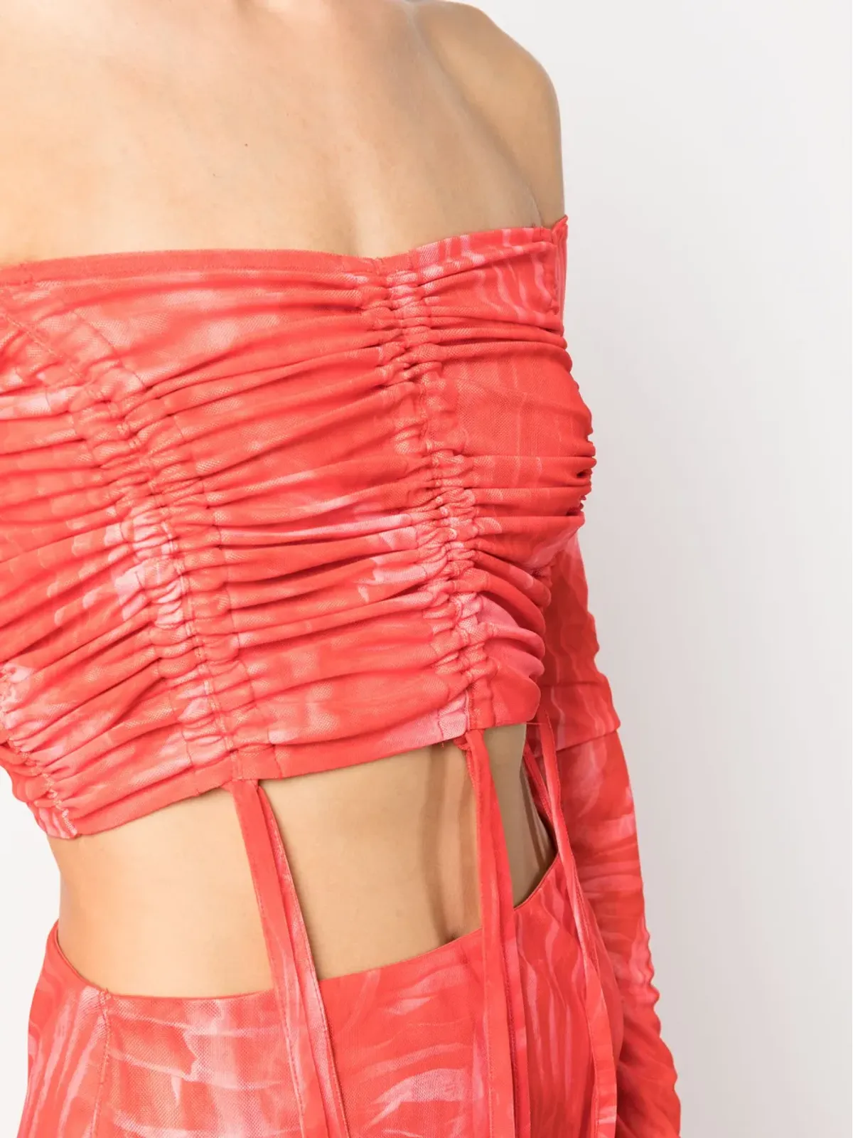 CANNARI CONCEPT プリーツ加工クロップトップ - Red - 画像5